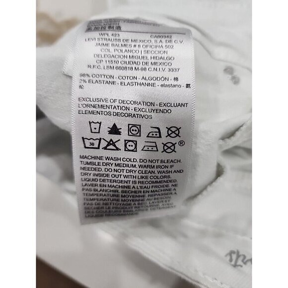 Levi's Shorts White Jean Distressed High Rise 3" Inseam 34" Waist Women's 12 - Picture 11 of 11